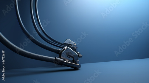 3d minimalist Industrial cable management on blue background with Cable Pulling Tool and copy space photo