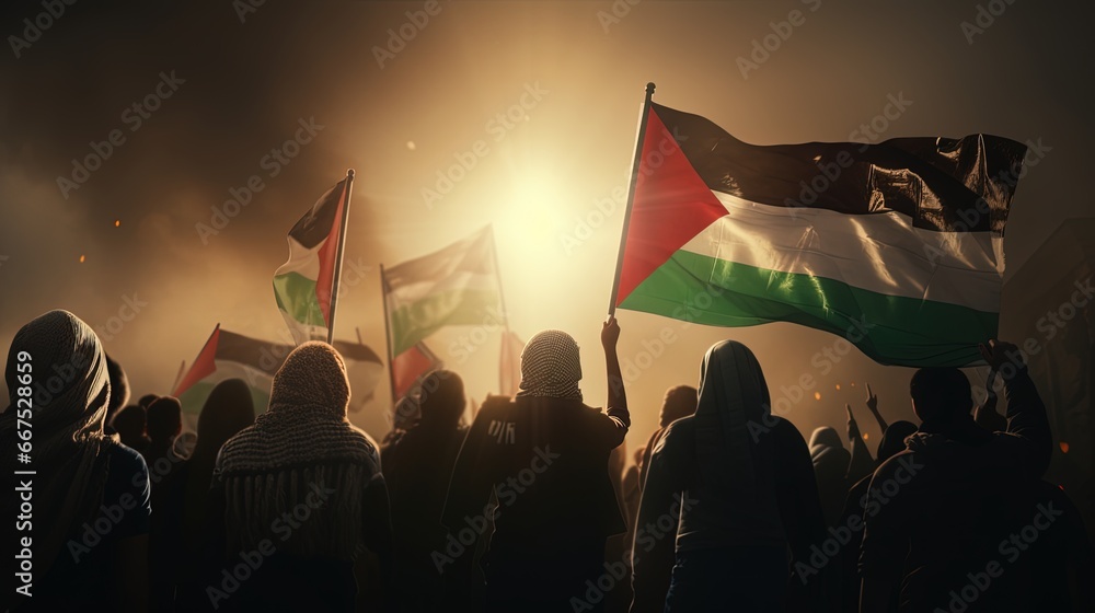 Protester Group for Palestine Freedom
 - obrazy, fototapety, plakaty 
