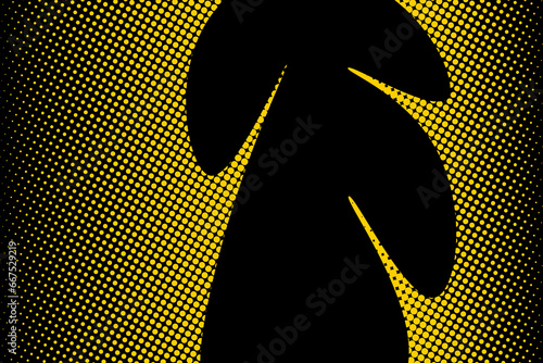 Black and yellow abstract halftone background, pop art retro design. Comic book dotted halftone grunge texture