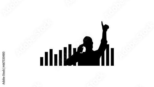 Broker, man talking on the phone at the stock exchange against the background of a chart