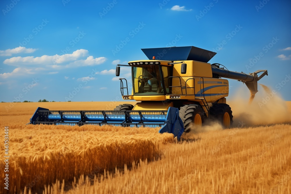 Fototapeta premium Agricultural rice harvester machine pictures