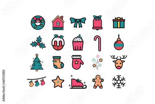 christmas icons vector set