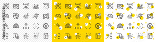 Outline Coins, Brand and Analytics graph line icons pack for web with Demand curve, Tractor, Chemistry pipette line icon. Web3, Scroll down, Dollar rate pictogram icon. Vector