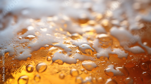 Close-up of Freshly Poured Beer with Foamy Focus