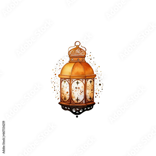 Colorful watercolor diwali lantern