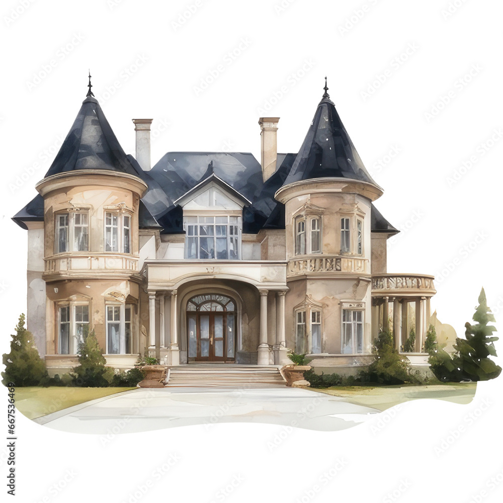 Luxurious mansion with garden