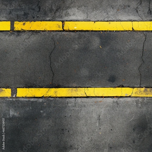 Asphalt Underlined with Yellow. seamless picture