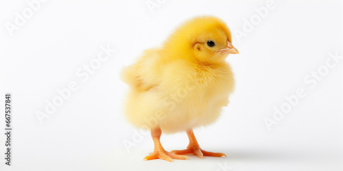 Little Yellow Chicken On A White Background Created Using Artificial Intelligence