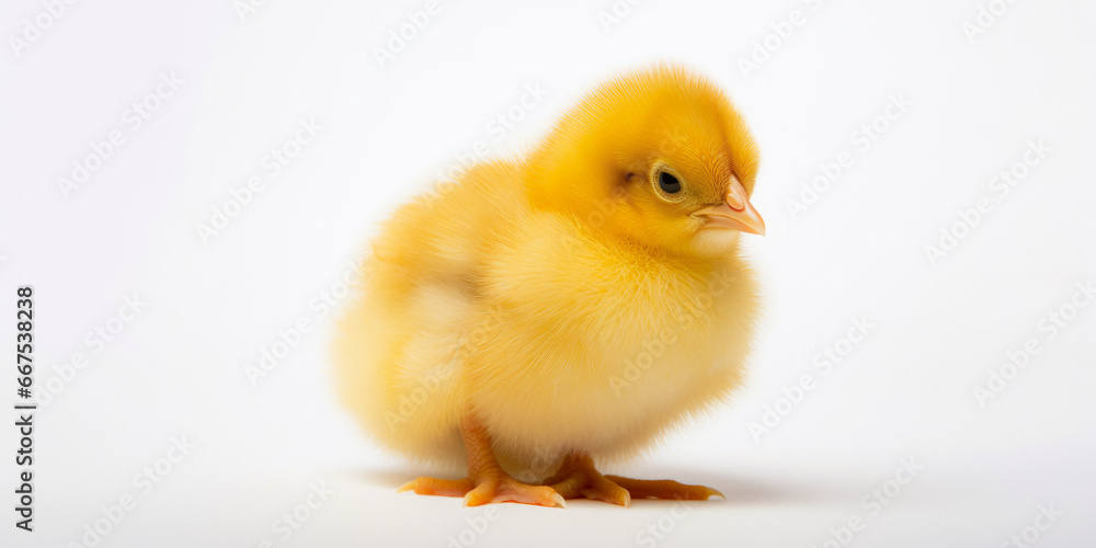 Obraz premium Little Yellow Chicken On A White Background Created Using Artificial Intelligence