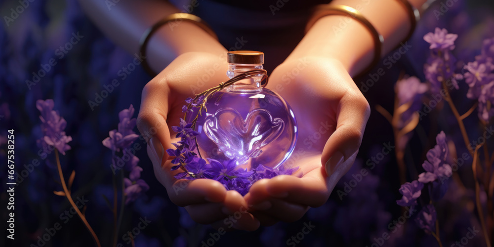 A person holding a glass bottle in their hands. This versatile image can be used for various purposes A person holding a glass bottle in their hands. This versatile image can be used for various purposes