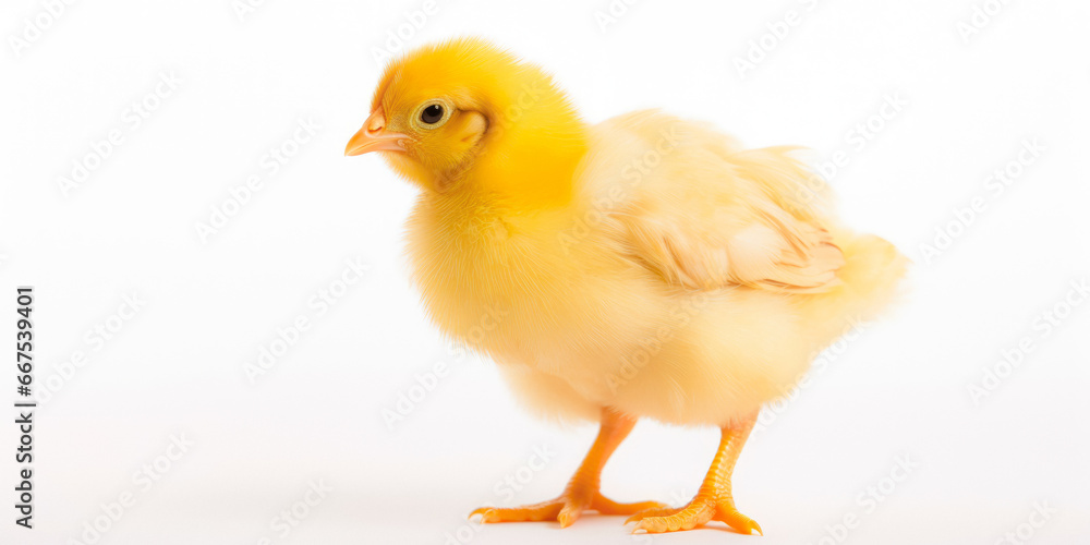 Obraz premium Little Yellow Chicken On A White Background Created Using Artificial Intelligence