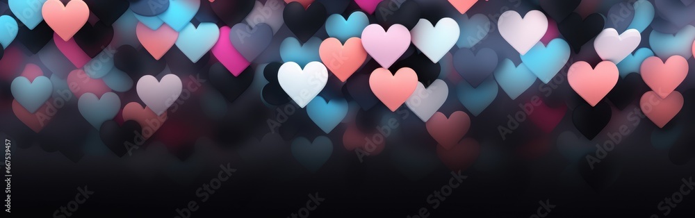 light multi colorful heart black background