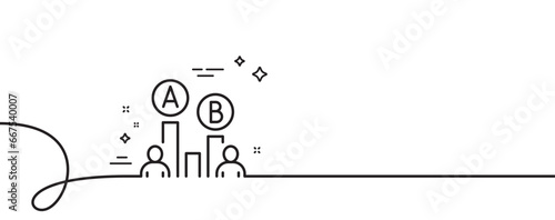 Ab testing line icon. Continuous one line with curl. Ui test chart sign. Ab testing single outline ribbon. Loop curve pattern. Vector