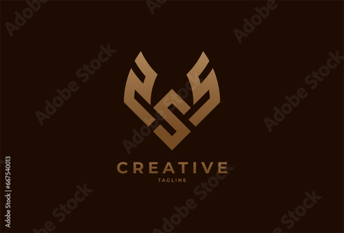 initials SSS logo. monogram logo design combination triple S logo in gold color. usable for brand and business logos. flat design logo template element. vector illustration