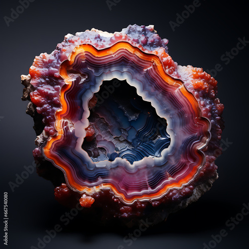 Isolated Polished Geode Against a Dark Background