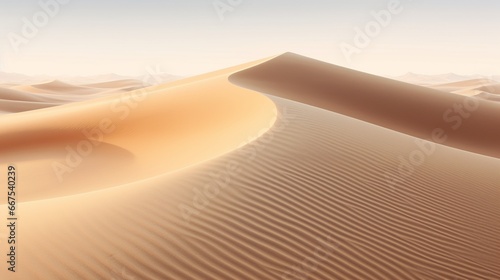 The gentle curve of sand dunes in a desert, with ripples shaped by the wind.