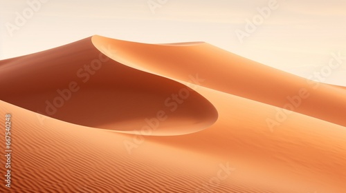 The gentle curve of sand dunes in a desert, with ripples shaped by the wind.