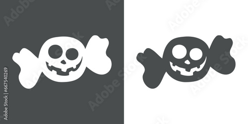 Logo Halloween candy. Silueta caramelo con cara de calabaza de Halloween para su uso en invitaciones y tarjetas