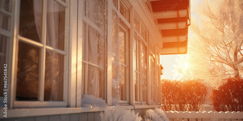 Sunlight shines through the windows of a house, creating a warm and inviting atmosphere. Perfect for home decor or real estate marketing Sunlight shines through the windows of a house, creating a warm and inviting atmosphere. Perfect for home decor or real estate marketing