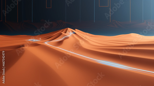 3D minimalist illustration of ground penetrating radar abstract circular and straight line background pattern photo