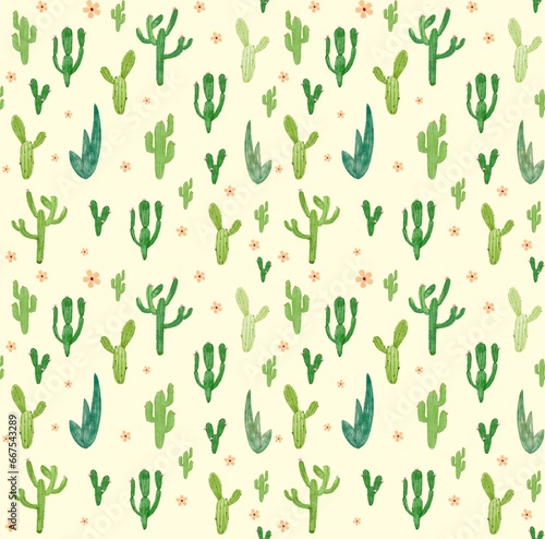 Cute cactus endless pattern. Excellent printing on paper and textiles