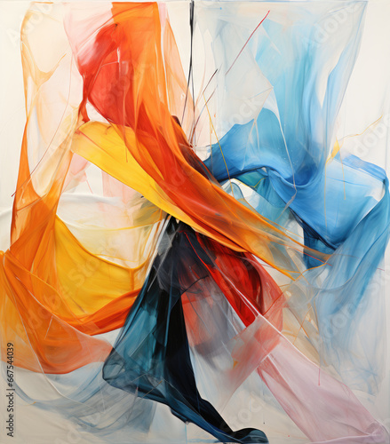 an abstract painting of two pieces, in the style of crumpled