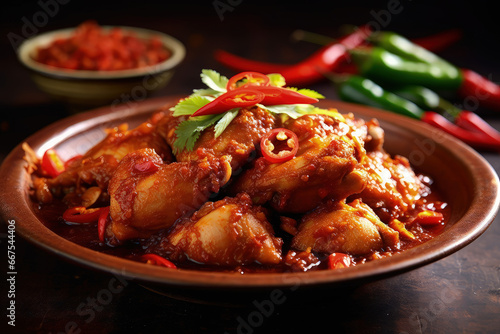sambal ayam masak merah, spicy chicken sambal