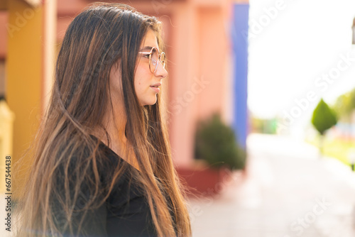 Young pretty caucasian woman With glasses