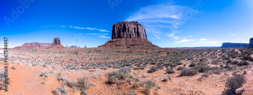 travel usa and north america, Monument Valley, panoramic view at the Merrick Butte in the centre 
