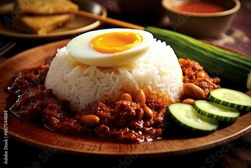 Nasi lemak with boiled egg