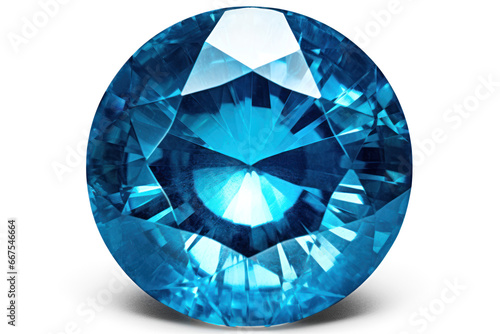 faceted blue sapphire, png file of isolated stone on transparent background