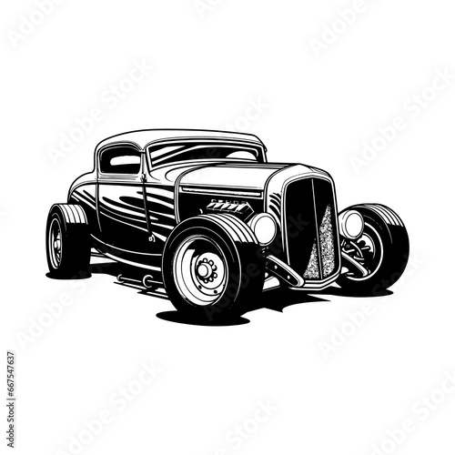 Classic Fifties Hot Rod Muscle Car Cartoon Blackout Curtain by