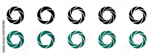 Camera icon set. Simple abstract simple design symbol of photographic industry camera, film