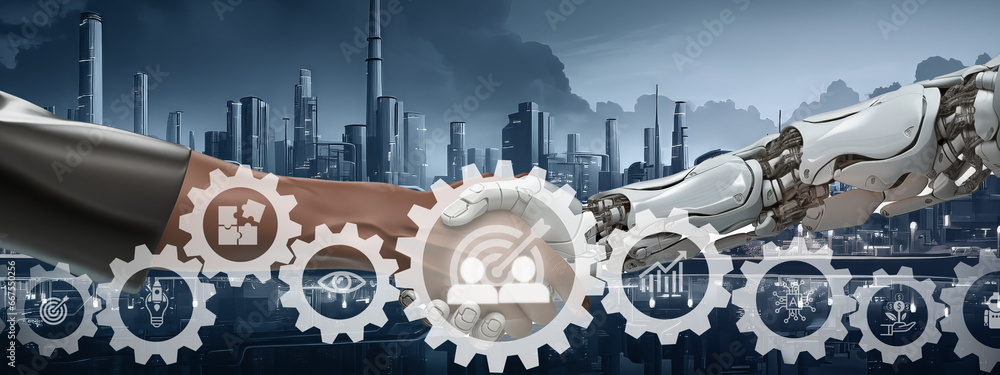 Technology partner and business matching concept. Digital ...