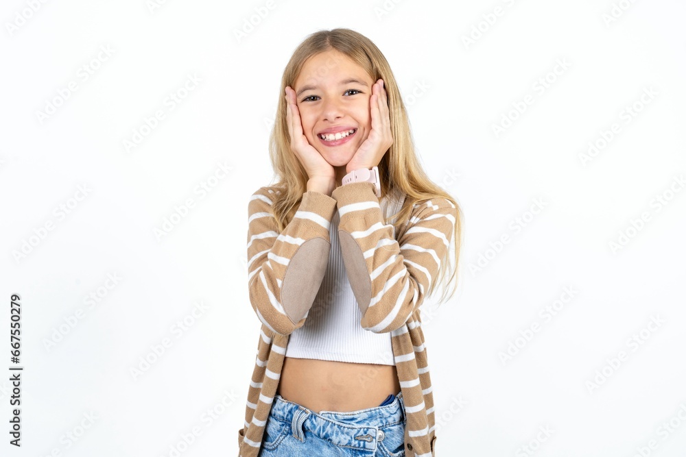 Beautiful caucasian teen girl Pleasant looking cheerful, Happy reaction Beautiful caucasian teen girl Pleasant looking cheerful, Happy reaction