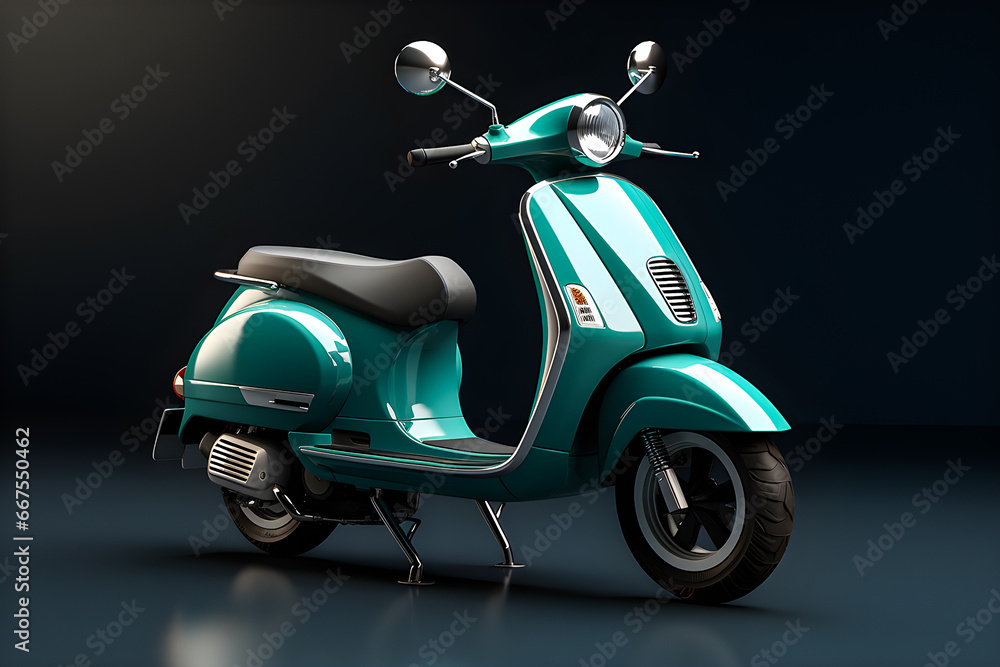 Cartoon transport blue scooter, generative AI