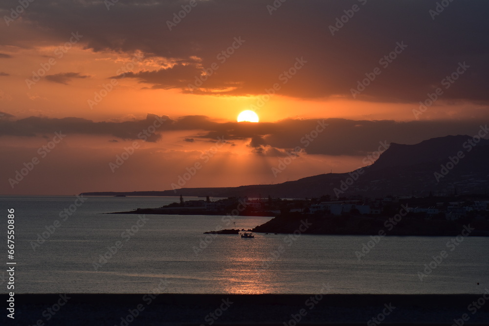 Fototapeta premium Crete summer 2023 Coast at sunset