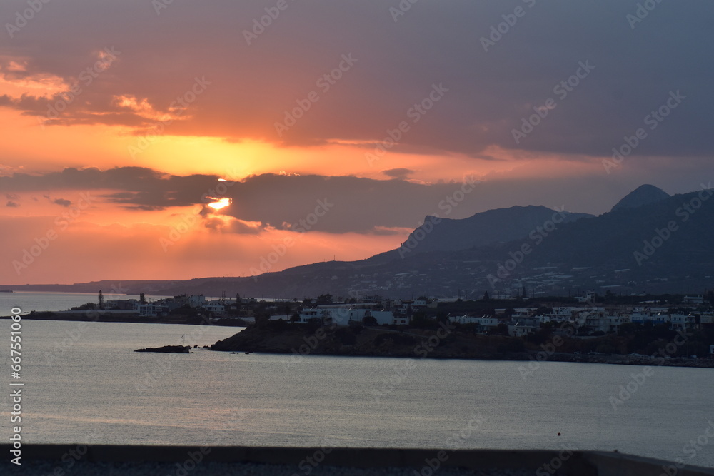 Fototapeta premium Crete summer 2023 Coast at sunset