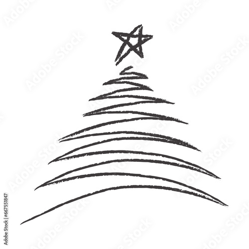 Christmas tree, freehand design. Doodle drawing with pencil