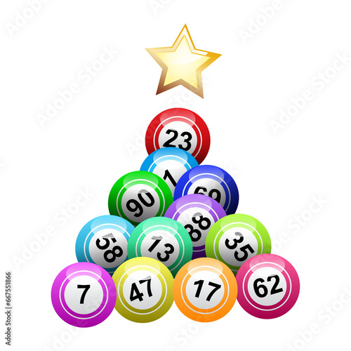 christmas tree with bingo balls