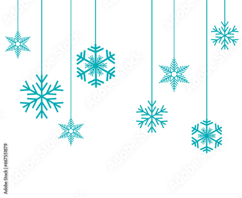Isolated Winter Background, snow hanging by a thread. Flat design