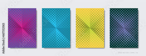 Vector simple half tone pattern brochure templates