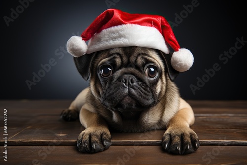 dog wearing santa claus hat © Man888