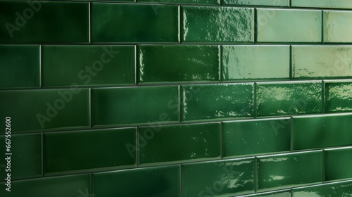 Green glazed ceramic subway tile, modern minimalist interior design detail