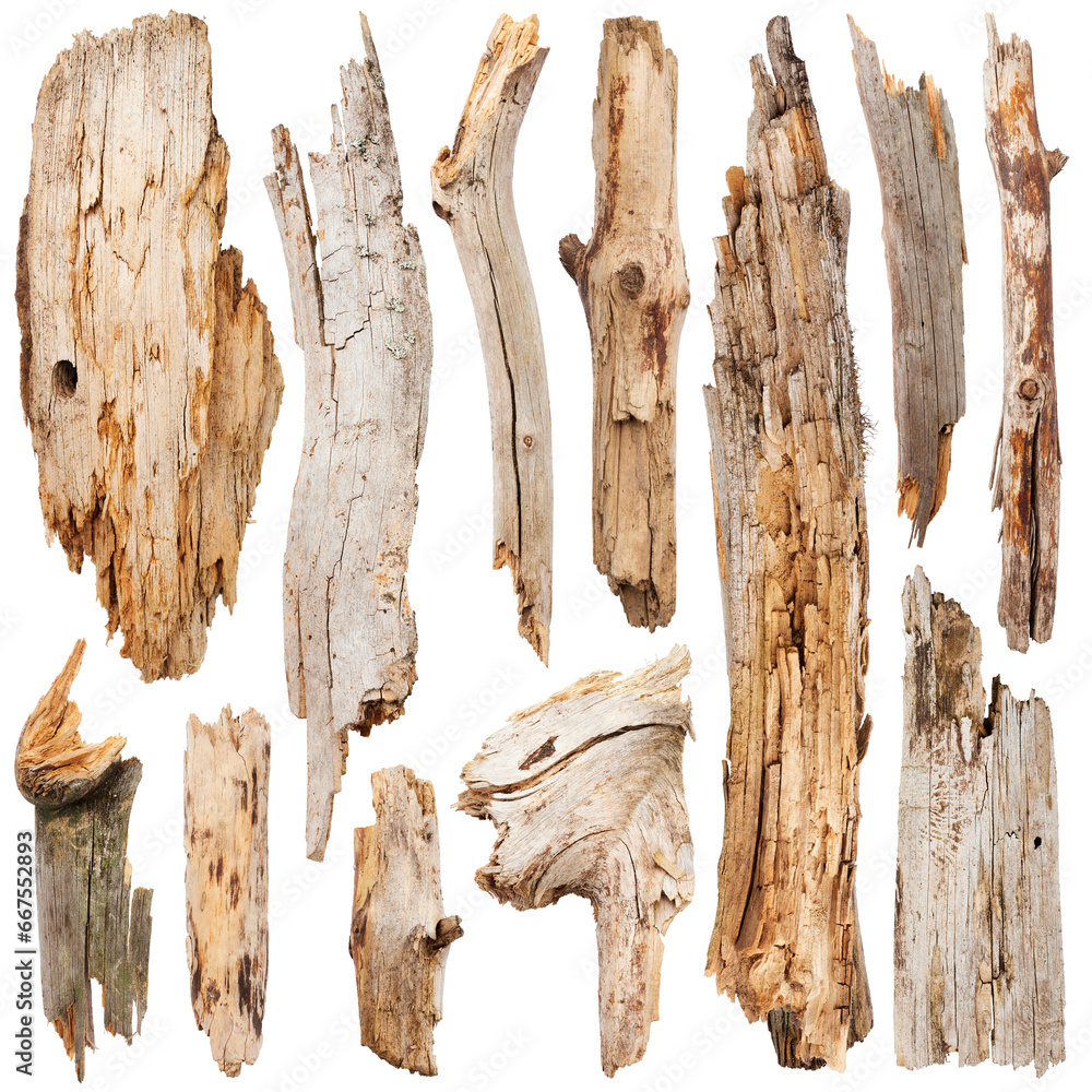 Naklejka premium Broken wooden sticks isolated on white background