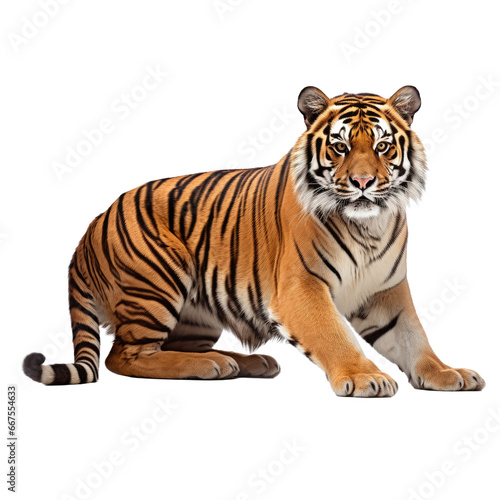 Beautiful tiger isolated on pure white background