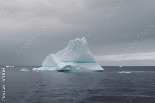 Majestic icebergs floating in nordic see generative ai