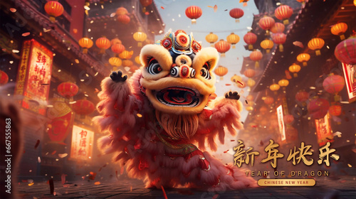 Happy chinese new year 2024 the dragon zodiac sign.  photo