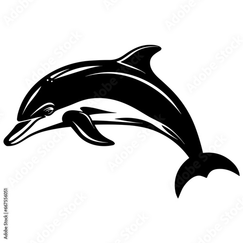 Logo Vector Illustration of Dolphin in Trendy Flat Isolated on White Background.