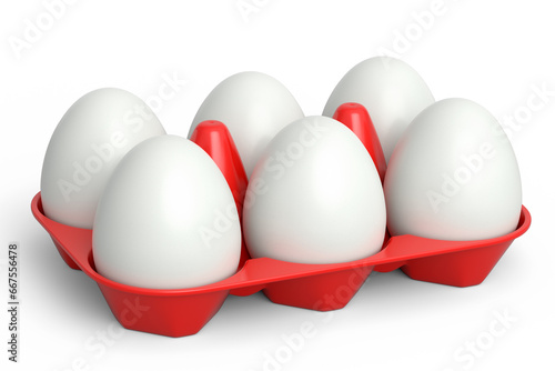 Farm raw organic white sugar-coated eggs for morning breakfast in plastic tray